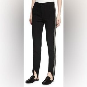 Helmut Lang Black Stirrup Leggings Tweed Wool Side Inserts Pockets - Sz 10